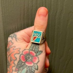 Sterling Silver turquoise bear ring